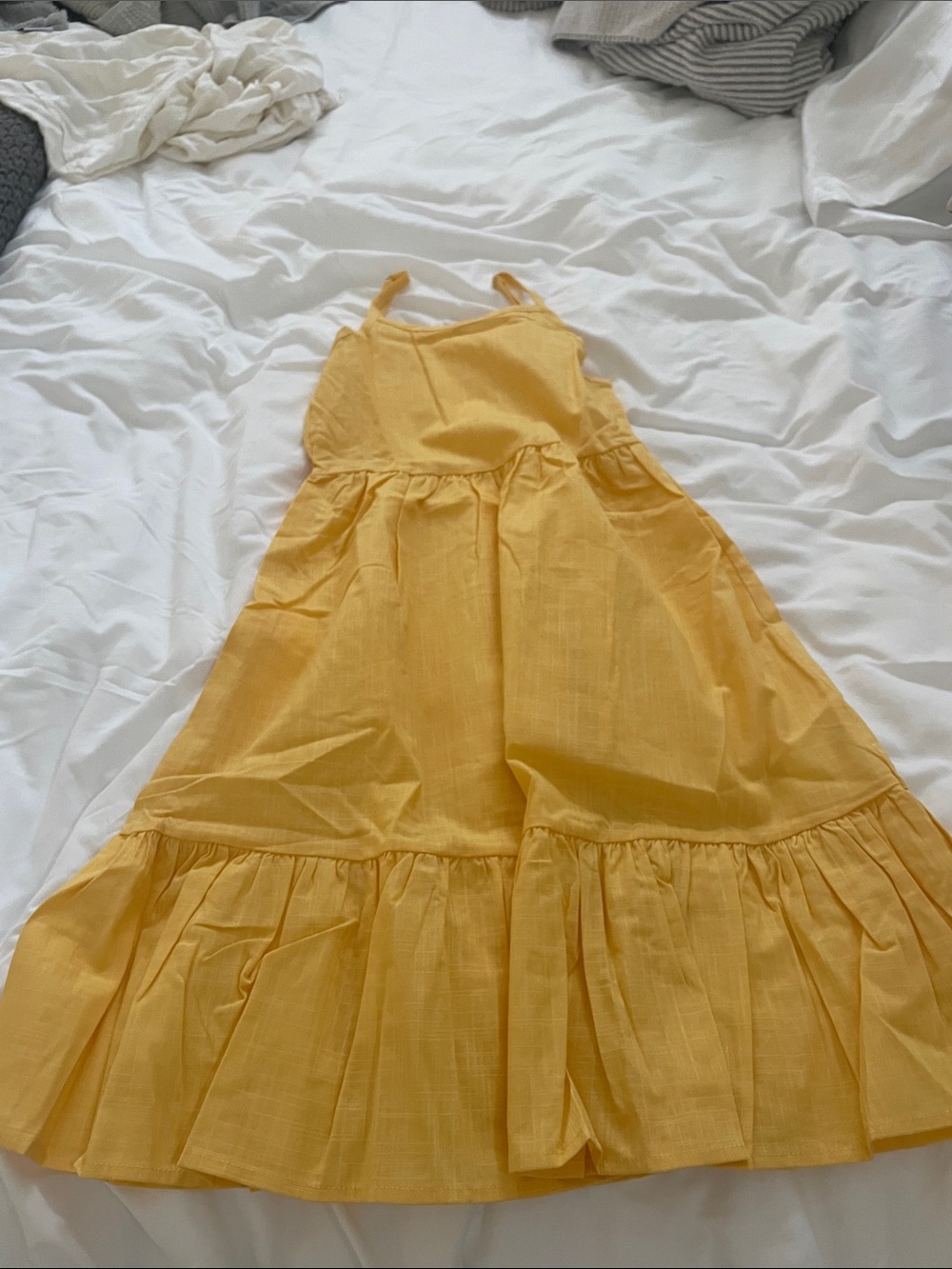 Sunny Yellow Ruffle-Hem Girls' Casual Sundress